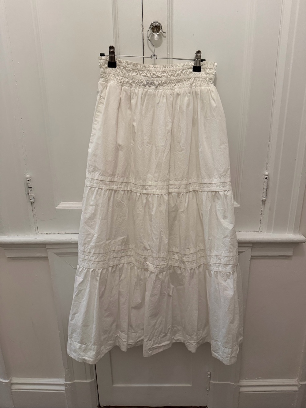 Quince White Tiered Maxi Skirt